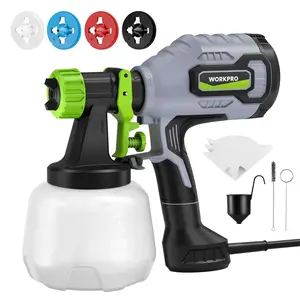 #Summervibes WORKPRO Paint Sprayer, 600W HVLP Spray Paint Gun with 4 Nozzles, 3 Spray Patterns & Adjustable Flow, 44 fl.oz (1300ml) Container, Paint Gun for Furniture, Cabinets, Fence, Walls, Doors, DIY Projects