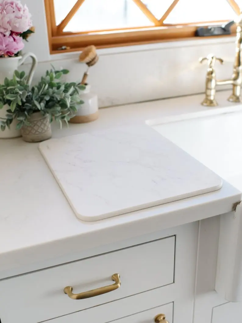 Diatomaceous Earth Stone Dish Drying Mat – Quick Absorbent Kitchen Countertop Pad