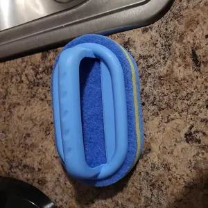 Bathroom Absorbent Sponge Scrubber, 1 Count Cleaning Brush with Handle, Household Bathroom Cleaning Tool for Tub and Tile, Plastic