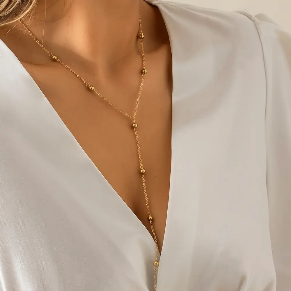 Beaded Lariat Dainty Necklace