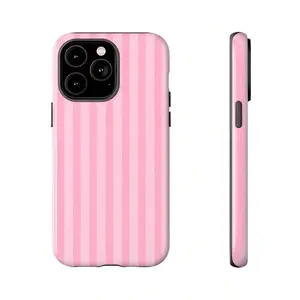 Pink Stripe Patterns Two-In-One Matte Texture Phone Case Suitable For Compatible With Iphone17 16, 15, 14, 13, 12, 11,PRO MAX Fashion Trendy Anti-Stain Durable Lightweight Protection Shockproof Matte Texture Elegant Luxury Gift High-Quality New Product