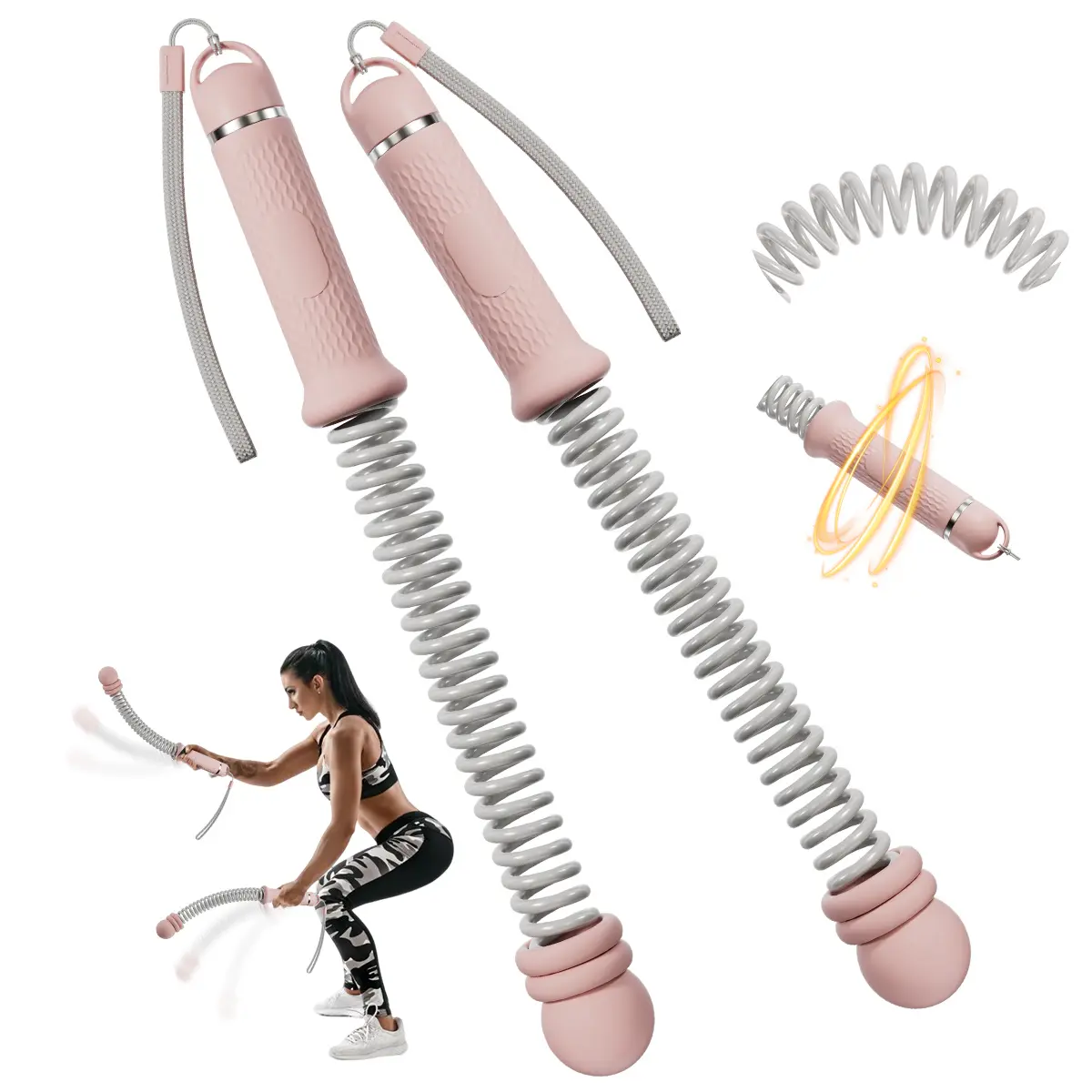 New Upgrade Third Generation Weighted Cordless Battle Ropes – Quiet Ropeless Training Rope Fitness Equipment for Home Gym, Portable Exercise Battle Rope for Women & Men, Indoor & Outdoor Workouts Pink/Black The perfect choice for festive gifts
