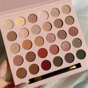 30-color Matte & Shimmer Eyeshadow Palette With Brush, Long-lasting, Not Easy To Smudge
