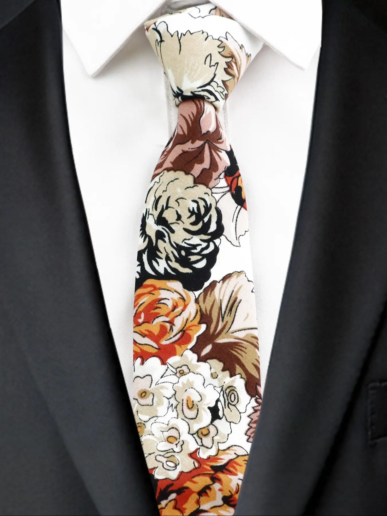 Men's Floral Plant Pattern Tie, Casual Style Accessory, Perfect for Parties, Daily Wear, Dates, and School, 6.5cm Width, Floral Print Tie, Fashion Casual Tie, Casual Comfy Tie