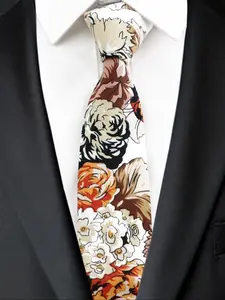 Men's Floral Plant Pattern Tie, Casual Style Accessory, Perfect for Parties, Daily Wear, Dates, and School, 6.5cm Width, Floral Print Tie, Fashion Casual Tie