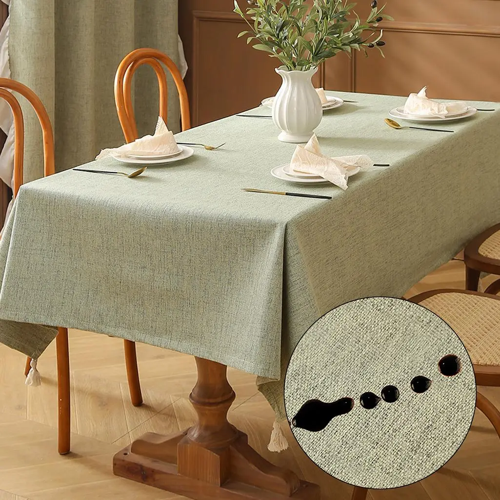 Solid Color Rectangle Tablecloth, 1 Count Waterproof & Oil-proof Tablecloth, Table Decoration Supplies for Home Kitchen Dining Room Party