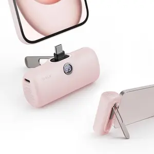 iWALK 20W PD Mini Charger 5000mAh Capacity Fast Charge for iPhone/Samsung Daily Carry Pink Rechargeable Battery Pack Usb Portable Power Device Plug Foldable Metal power bank
