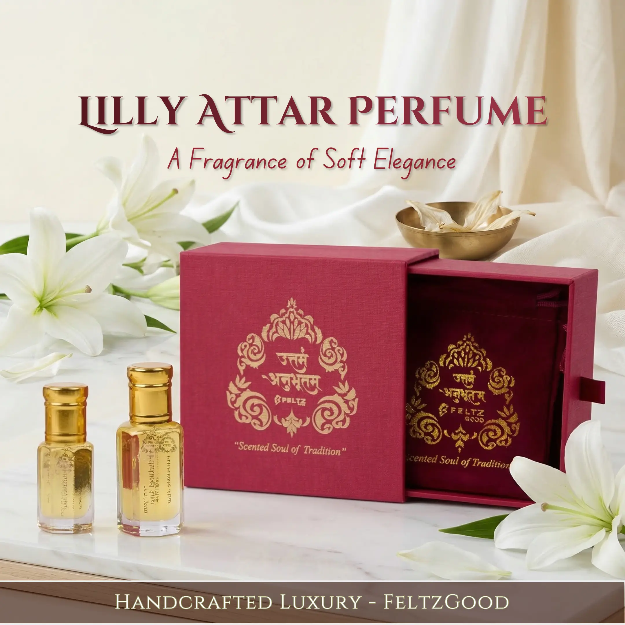 Lily Attar Perfume Oil: Natural Floral Fragrance, Sandalwood Base