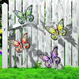 Metal Butterfly Wall Decorations, Handmade Metal Art Suitable for Outdoor Walls, Garden, Yard, Garage Door, Fence, Balcony, Patio, Park