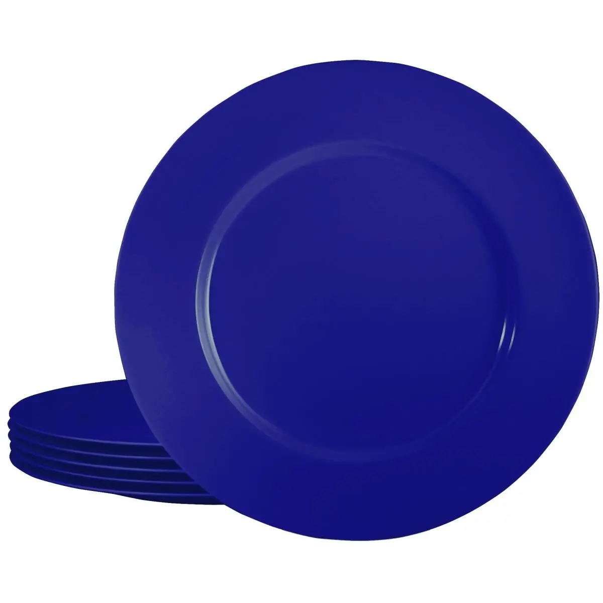 212 MAIN 6-Piece Melamine Dinner Plate Set - Durable, Lightweight, Dishwasher Safe, Round Shape, 11" d & 7.25" d Indigo Circle Refined Edge Kitchen Tableware