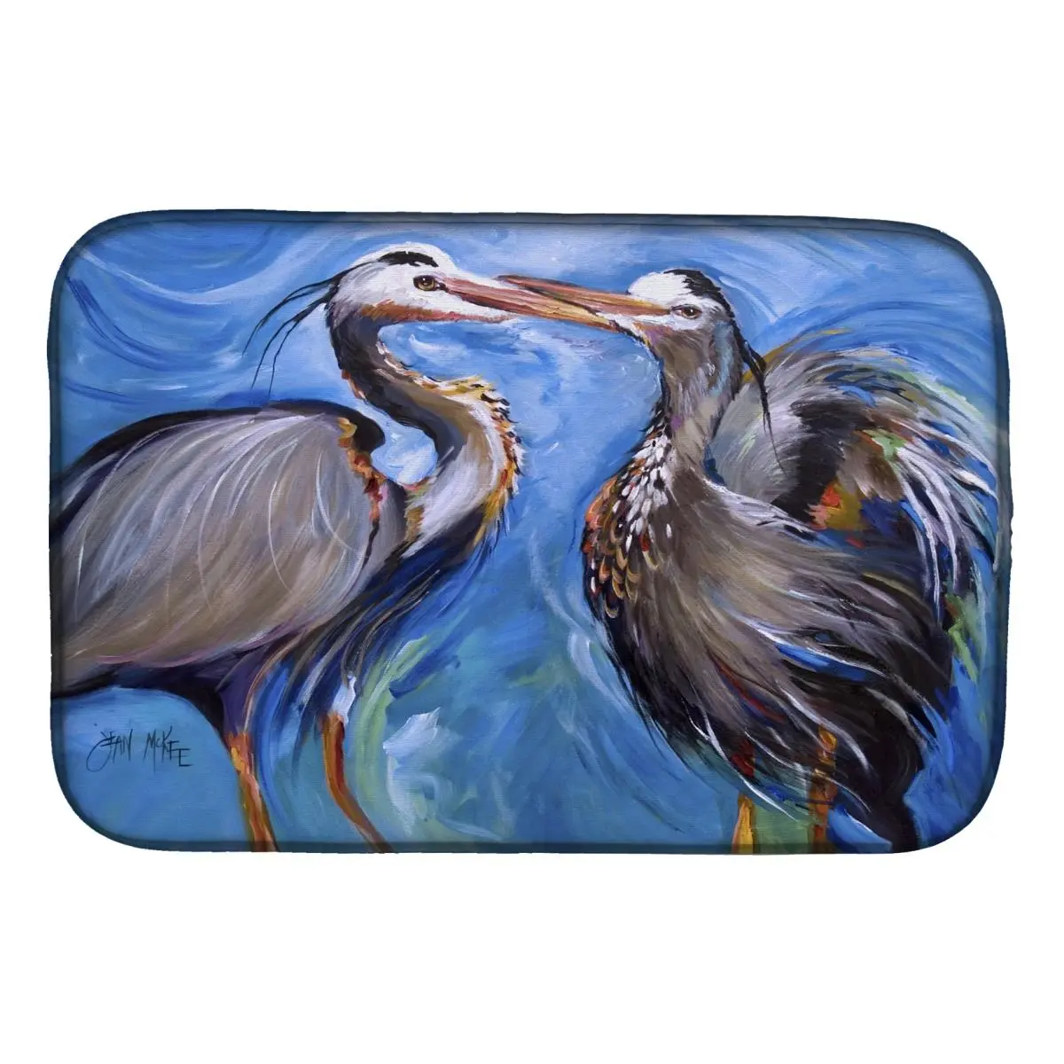 Carolines Treasures JMK1011DDM Blue Heron Love Dish Drying Mat, Kitchen Coaster for Countertop Protection, Coasters, Tableware