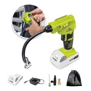 Auto Joe Cordless Portable Air Compressor Kit | W/ 1.3-Ah Battery, Nozzle Accessories, and Storage Bag 24V-AJC-MAX