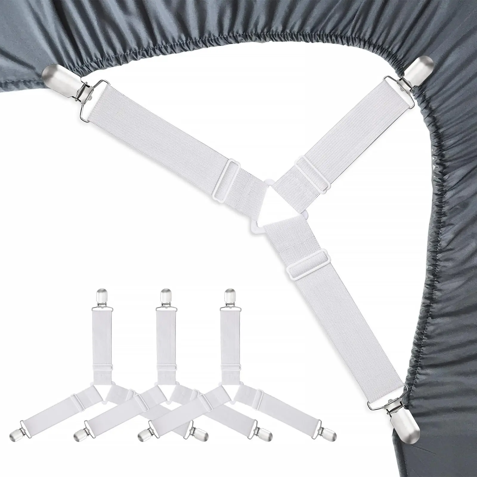 No More Loose Sheets! 4PCS Bed Sheet Holders – Strong Elastic Straps for Mattress, Sofa & Table Covers