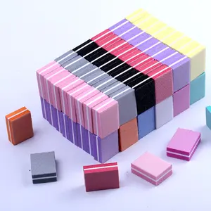 50pcs lot Double-sided Mini Nail File Blocks Colorful Sponge Nail Polish Sanding Buffer Strips Polishing Manicure Tools