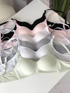 Teenage Girls Ribbed Bra Set (6 Pieces), Suitable for Ages 13-16, Simple Comfort, Daily Wear Essential, Soft Breathable Design, Underwear Sets