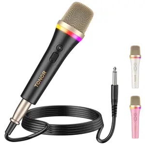 TONOR RGB Dynamic Karaoke Microphone with 5M XLR Cable for Singing and Audio Applications