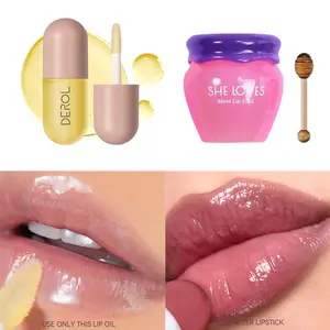 DEROL Lip Care Set - Lip Plumper & Lip Mask - Natural Plumping Gloss for Fuller Moisturized Lips - Hydrating, Moisturizing Lipscrub & Lipmask Treatment - 2 Pcs - Hydrate Moisture