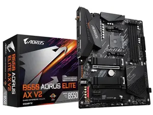 GIGABYTE B550 AORUS ELITE AX V2 AM4 AMD B550 ATX Motherboard with Dual M.2, SATA 6Gb/s, USB 3.2 Gen 2, 2.4/5 GHz Dual-Band, 2.5 GbE LAN, PCIe 4.0 GIGABYTE B550 AORUS ELITE AX V2 AM4 AMD B550 ATX Motherboard with Dual M.2, SATA 6Gb/s, USB 3.2 Gen 2, 2.4/5 GHz Dual-Band, 2.5 GbE LAN, PCIe 4.0