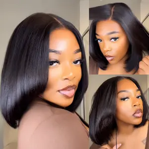 UNice Glueless Yaki Straight Short Bob Wig with Drawstring Pre-cut 7x5 HD Lace Human Hair Wigs with Bleached Knots Beginner Friendly Natural Hairline #SummerVibes
