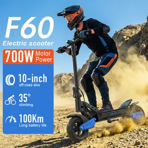 F60 Foldable Electric Scooter - Suitable for adult commuting and off-road transportation. Single drive, 48V, 25Ah battery. Range: 50-60 kilometers. 10-inch vacuum anti-slip tires. Dual shock absorbers and dual brakes.