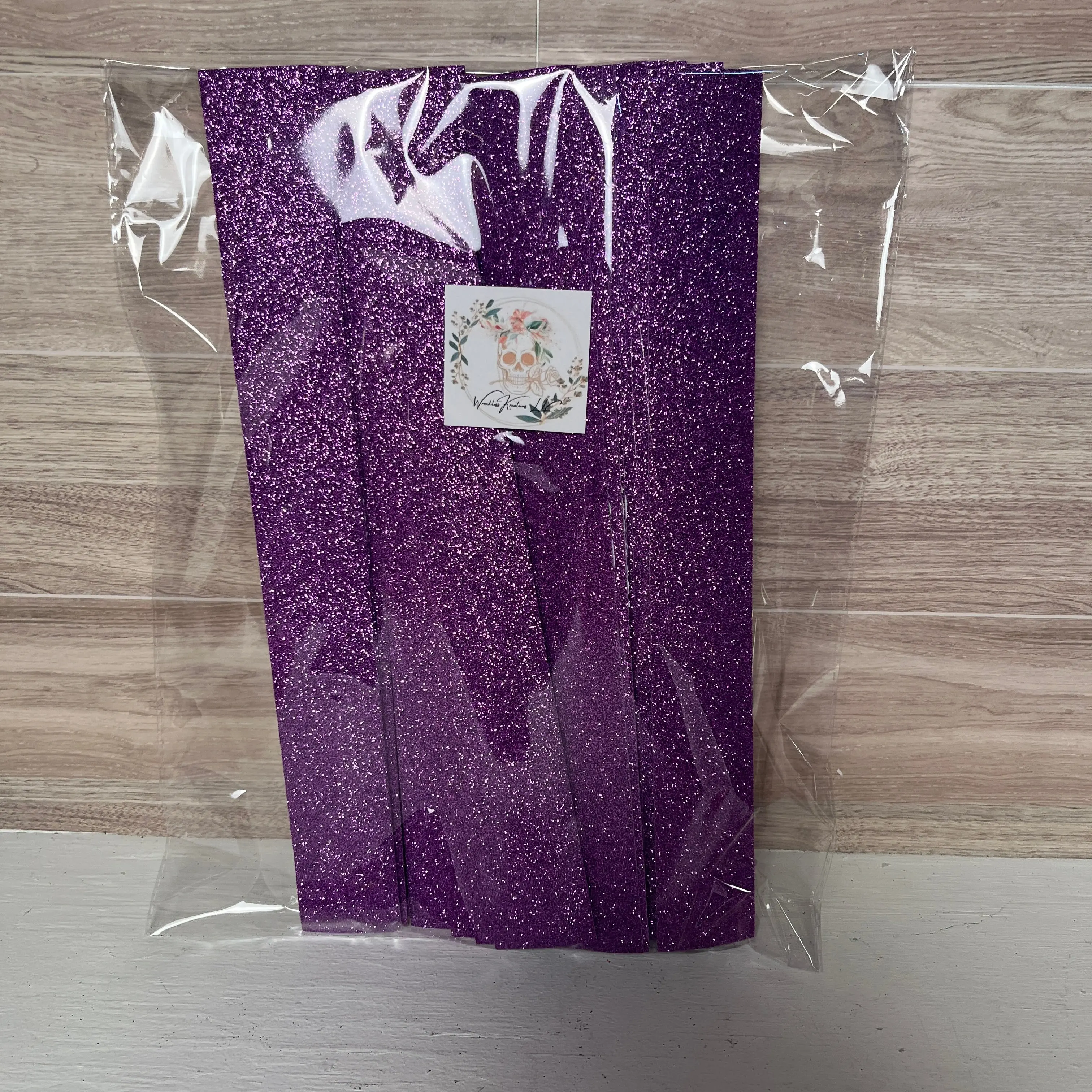 Pre-Cut Self Adhesive Glitter Foam Strips (25) Purple