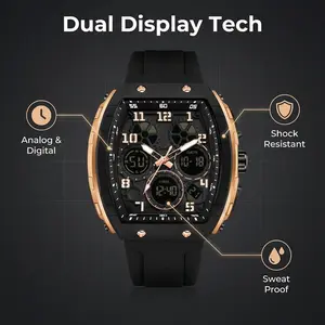 Men's watch, night light, watch, bucket-shaped package, simple and versatile, soft strap street style quartz gold for men