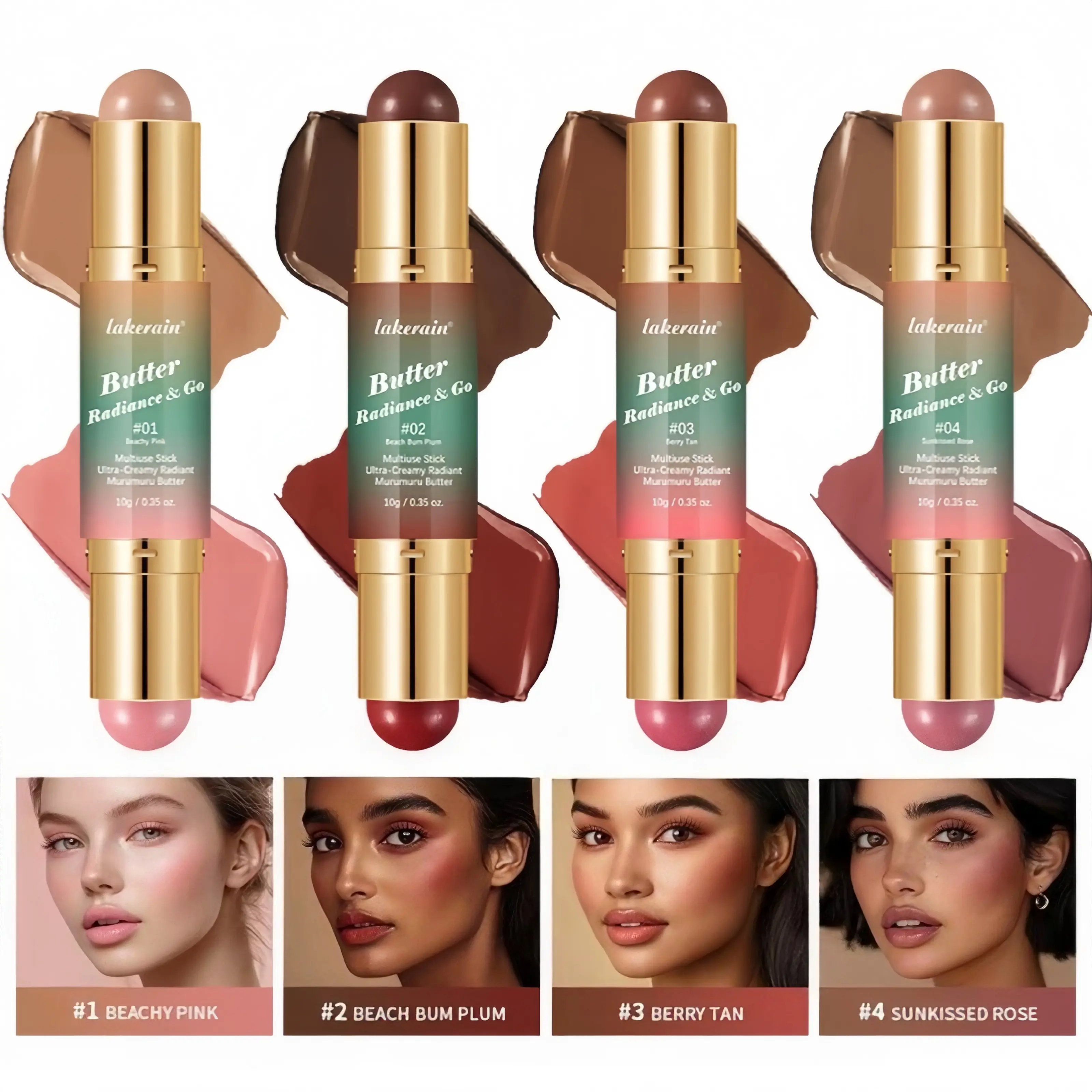 Double-Head Butter Blush Stick, 2-in-1 Creamy SilkyBronzer & Blush for Face, Eyes & Lips, Buildable,Blendable & Multi-Purpose Makeup for Contouring,Highlighting & Natural Glow, Facial Makeup, CosmeticProduct, Beauty Cosmetics multi-use