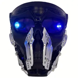 RGB LED Robot Mask With Color-changing Eyes - Futuristic Programmable Facial Clothing With Adjustable Shoulder Straps, Battery-powered Luminous Technology Accessories For Halloween, Cosplay, Electronic Dance Music Parties, EDM Festivals And