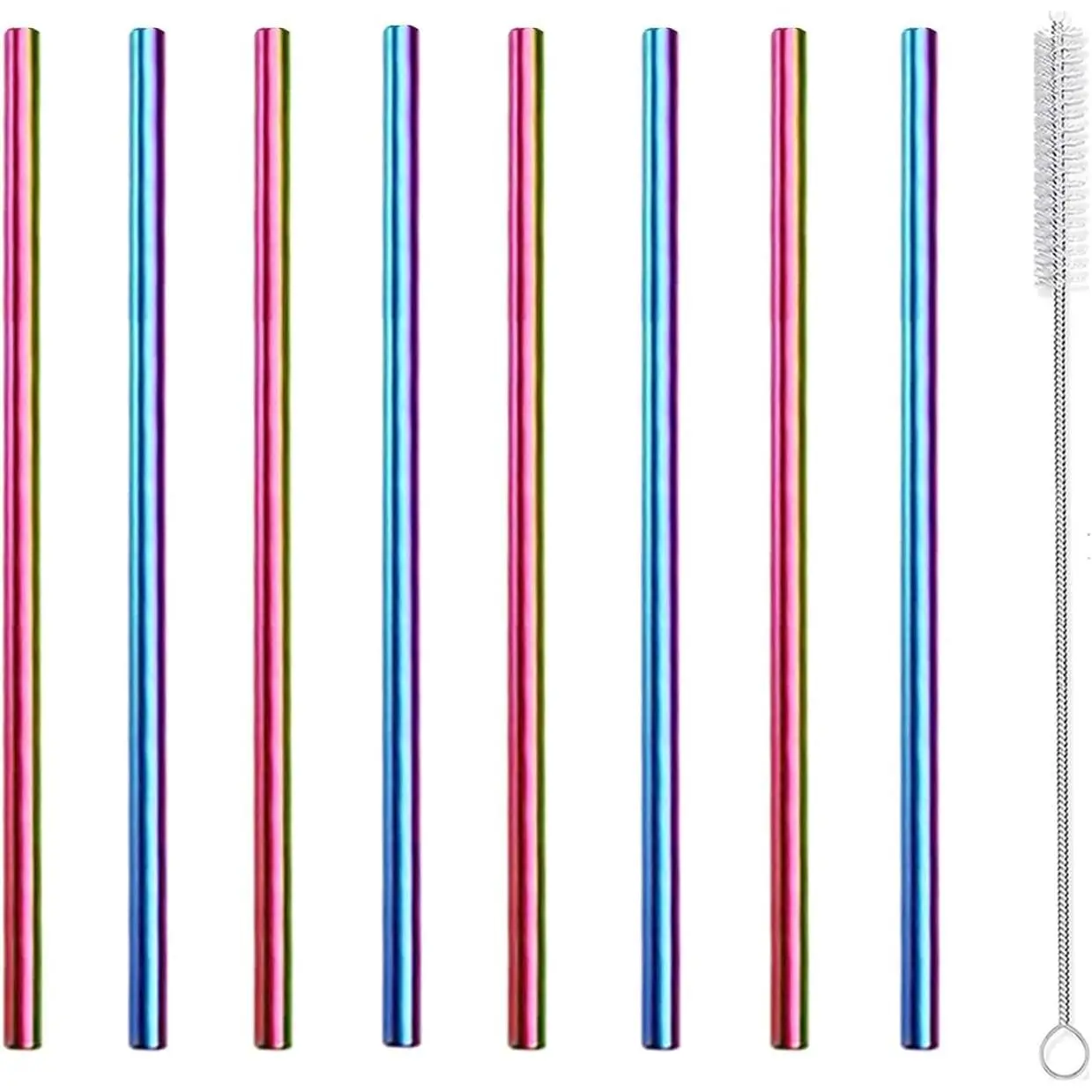 Stainless Steel Straws Short Small Mini Metal  6 Inch Drinking Straw Reusable for Cocktails Coffee Mugs Goblets Bar Party Home Office Restaurant with Cleanning Brush, Colorful 8 count