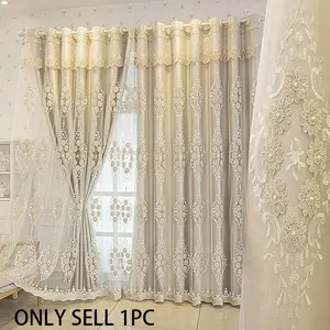 High-End European Style Embroidered Curtains, Thickened Light Blocking Bedroom Balcony Drapes, Two-Layer Finished Curtain Panels, Heavy Curtain, Window Drapes