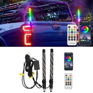 2pc 1ft 30cm RGB LED Whip Lights, Spiral LED Light Whips with APP and Remote Control, Decorative RGB Lights for Utv Atv Polaris Rzr Can-Am Sxs Truck Led Bar Light