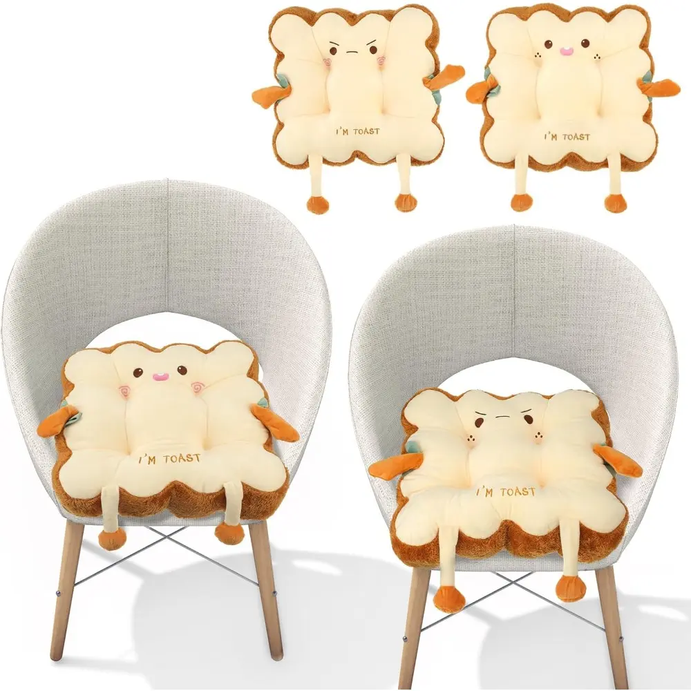 TOLSWE Toast Seat Cushion, Bread-Shaped Pillow, Toast Seat Pad, Bread Plush Seat Cushion, Cute Office Chair Cushion, Car Accessories, Food-Themed Pillow, Birthday and Christmas Gifts, Suitable for Sofas and Bedrooms