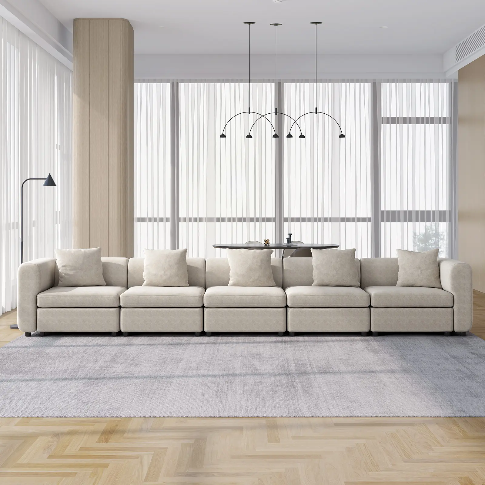 Guyii Modern Velvet Couch for Living Room, Minimalist Deep Seat Sofa with High-Density Foam Cushions & Throw Pillows, Heavy Duty Upholstered Sofa Furniture Set for Home, Apartment, Office