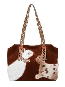 High-End Fashion Tote Bag, Cute Cartoon Shoulder Commuter Bag, Korean Style Elegant Vintage Bag, Trendy Handbag for Daily Use