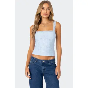 Virginia Lace Trim Eyelet Tank Top Virginia Lace Trim Eyelet Tank Top