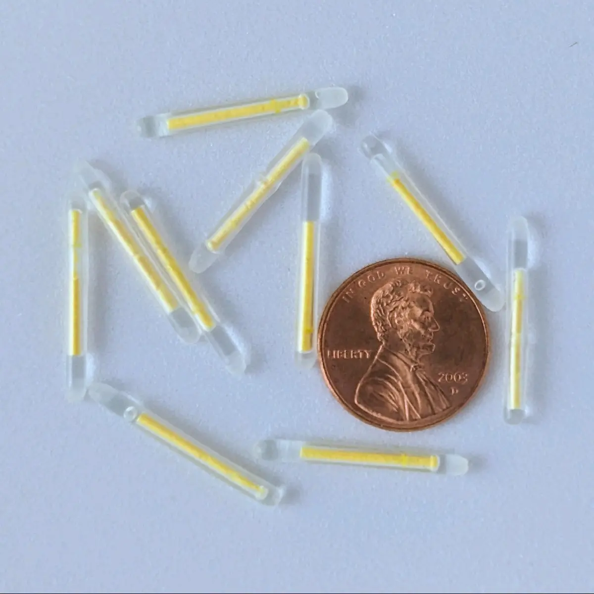 10-Piece Set of Miniature Glow Sticks - Really Work!