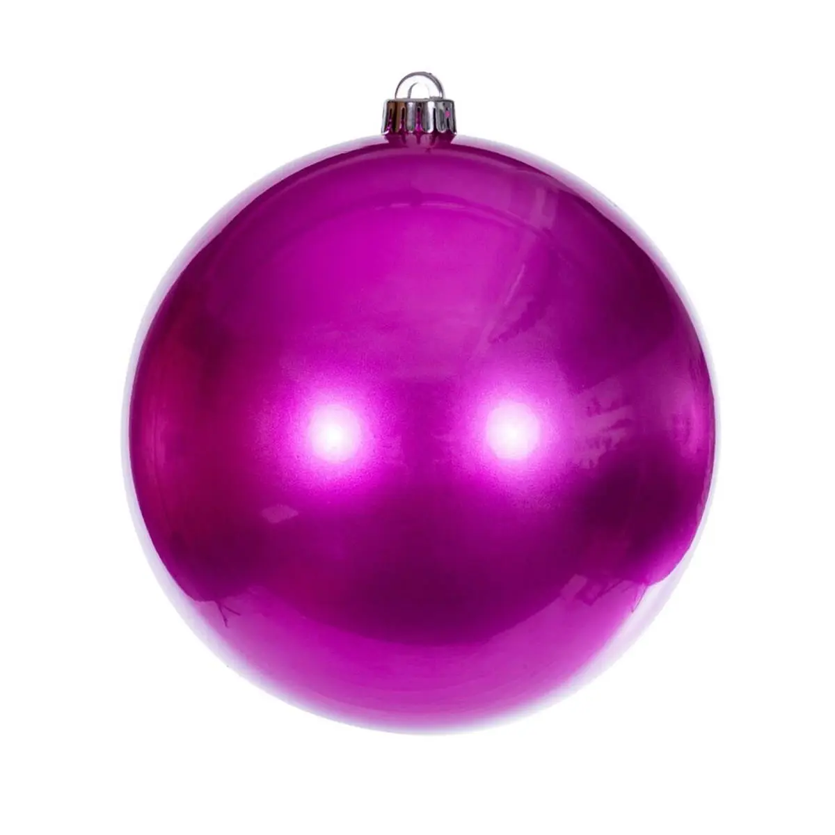 212 MAIN 8 in. Round Shatterproof UV-Resistant Plastic Candy Ball Ornament - Hot Pink, UV-Drilled Cap, Hanging Long-Lasting Christmas Holiday Floral Decor