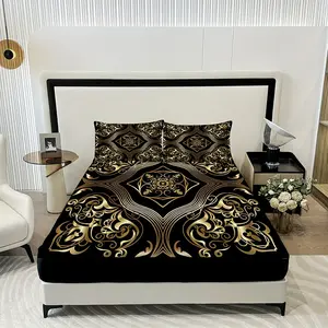 3-Piece Wave Pattern Bed Sheet Set One Bed Sheet Plus Two Pillowcases Polyester Fiber 100% Polyester Fiber No Inner Core Retro Element Wave Line Pattern Fabric Comfortable Breathable Suitable for Bedroom and Living Room All-Season Bedding
