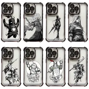 Dark Souls Soulsborne Game Black Knight Phone Case Protective Cover for iPhone 17/1615/14/13/12/11 Pro Max, Shockproof Corners Design