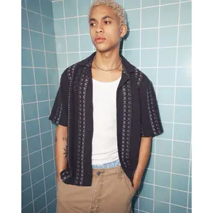 Hollister Boxy Short-Sleeve Crochet-Style Shirt