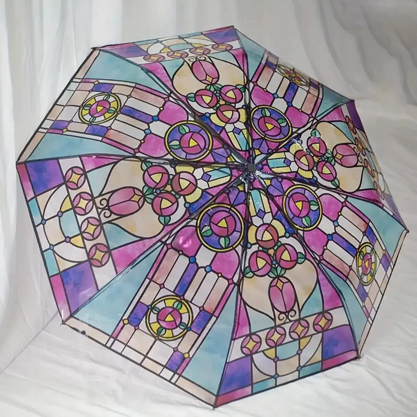 Retro Transparent Creative Dual-Purpose Handcrafted Portable Folding Umbrella, Romantic Poetic Design for Rain and Shine, Unique Gift for Fashion Lovers, Rainy Season, Lightweight Foldable Umbrella, Umbrellas for Rain