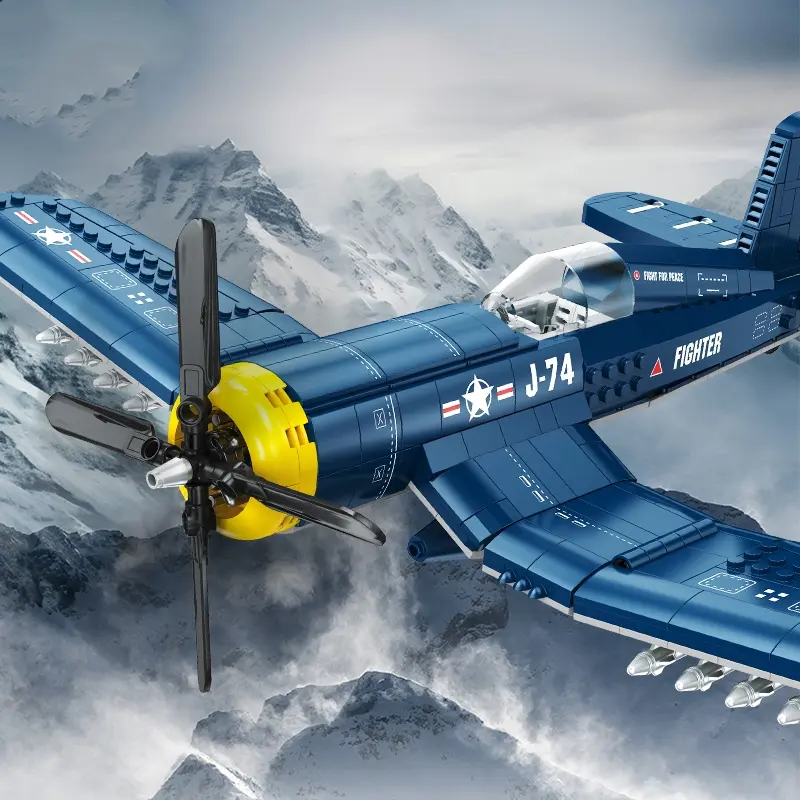 F4U Pirate Fighter Model Kit, Model Aircraft, Precision-Engineered 767+ Piece Military Collectible, Parent-Child Building Fun, Interactive Play, DIY Building Model, Building Set, Miniature Set, Replica Micro Display Option