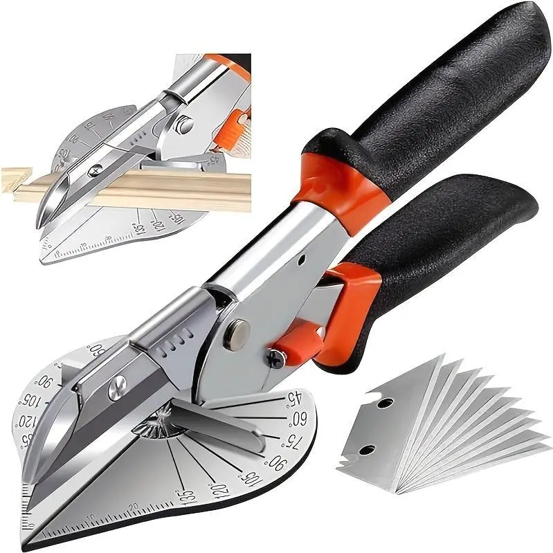 45-135 Degree Multi-Angle Miter Cutter Hand Tool Cork Cutter Black Adjustable Angle Cutter with 10 Blades for Cutting Plastic, PVC And Moulding Decoration