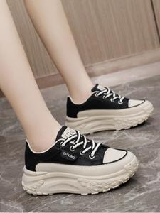 women's fashionable lace up platform sneakers, casual comfortable breathable sports shoes, female all-match round toe chunky shoes for daily wear
