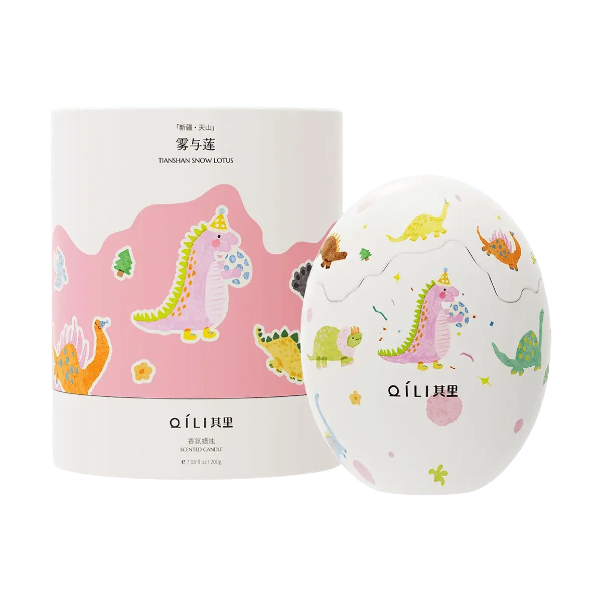 OILI QILI Giant Dinosaur Egg Scented Candle, Hatching Baby Dinosaur Surprise, Long-Lasting Home Fragrance, Aromatherapy Gift Box for Birthday, "Mist & Lotus" Scent, 200g