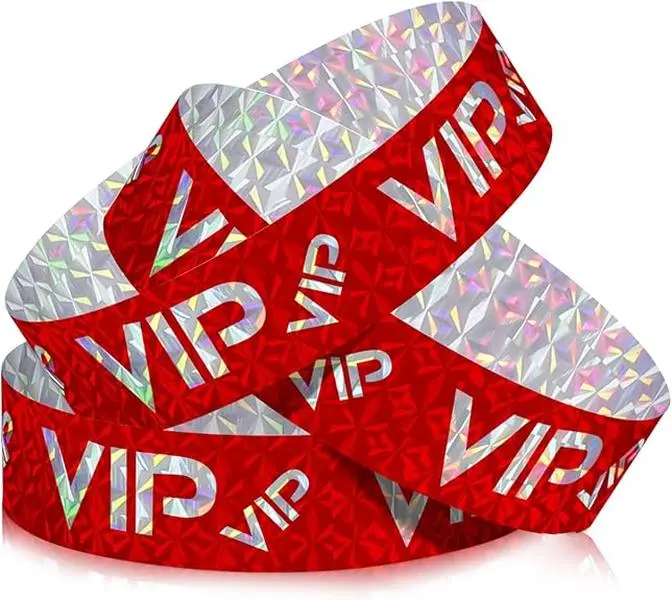 Teling 500 Pack VIP Plastic Wristbands Bracelets Party for Events VIP Custom Wristbands Plastic Bracelets Tear proof Waterproof Wrist Bands Arm Bands for Events Concerts