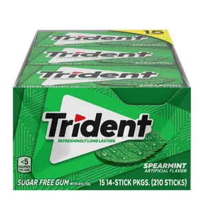 Trident Sugar-Free Chewing Gum, 15 Packs of 14 Pieces (210 Total Pieces)