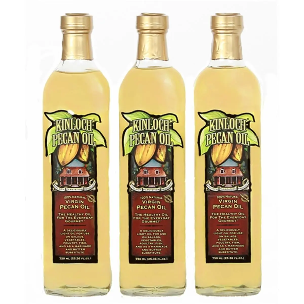 212 MAIN Pure Virgin Pecan Oil, Natural Cooking Oil with a Neutral Flavor, High Smoke Point for Sautéing, 750ml Bottles (Pack of 3)