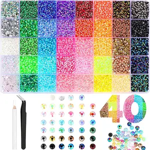 40 Colors 3mm Jelly Rhinestones, 1 Box Multicolor Flatback Resin Gems for Bedazzling, DIY Crafting, Diamond Art & Nail Art, Bedazzler Kit