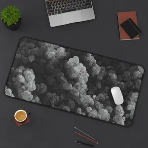 Minimalist Cloud Desk Mat Large Extended Mouse Pad – Dark Aesthetic Japanese Cloud Pattern Desk Pad, Non-Slip Rubber Base